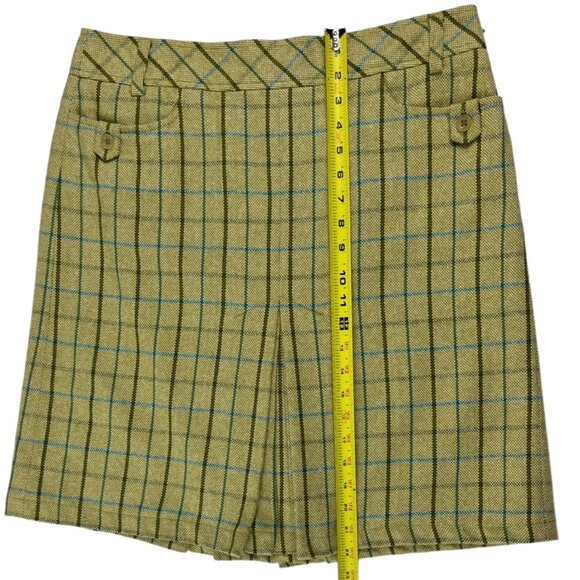 Ann Taylor LOFT Wool Blend Lined Windowpane Plaid Box Pleat Skirt Y2K Size 12 - Picture 8 of 15